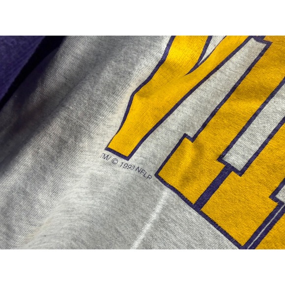 Vintage 1993 Minnesota Vikings The Game Hooded Shirt XL Colorblock NFL 90s Gray - Picture 3 of 8
